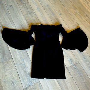 Off The Shoulder DRAMATIC cocktail dress with big bell sleeves
